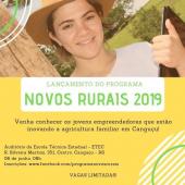 Convite aberto a comunidade para participar do lançamento do Programa Novos Rurais, edição 2019.